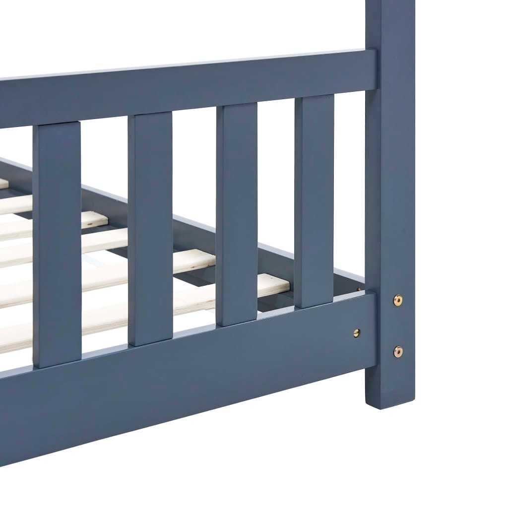 vidaXL Kids Bed Frame Grey Solid Pine Wood 80x160 cm