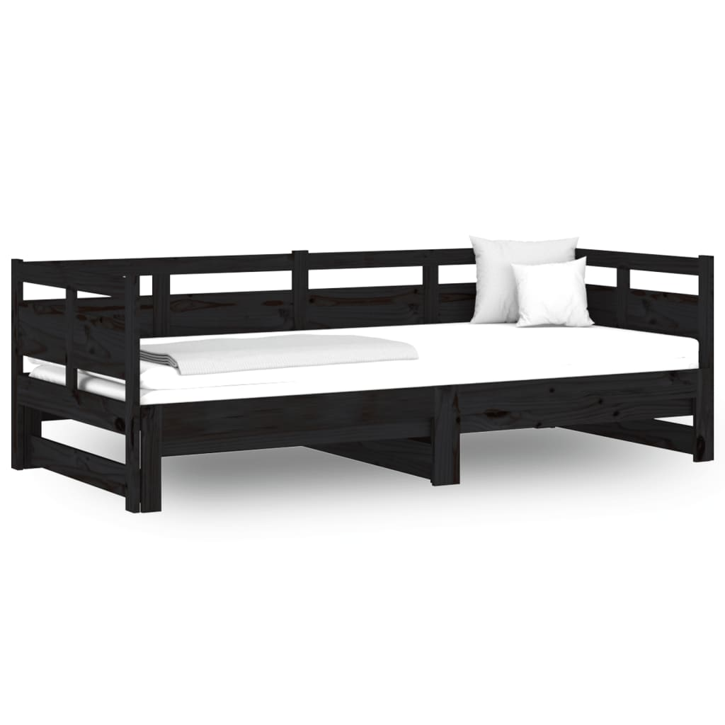 vidaXL Pull-out Day Bed without Mattress Black 2x(90x190) cm