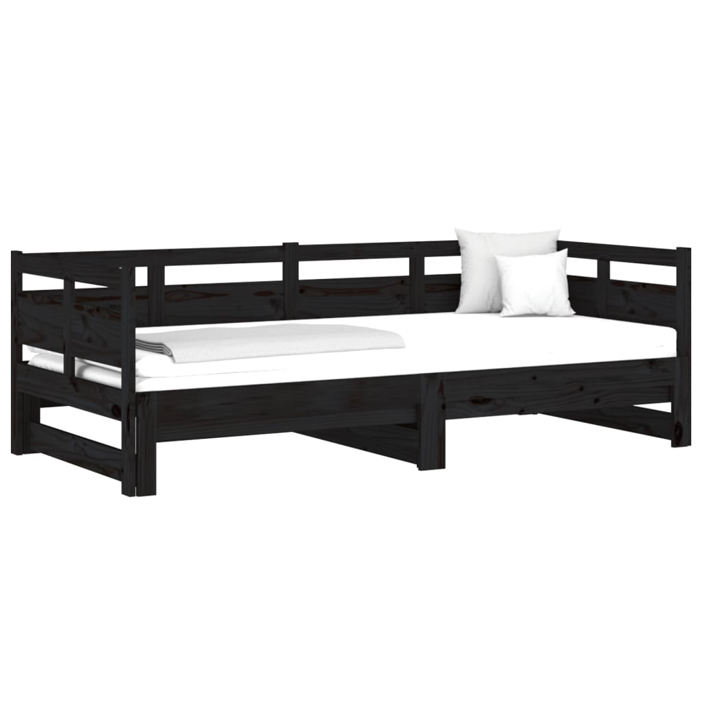 vidaXL Pull-out Day Bed without Mattress Black 2x(90x190) cm