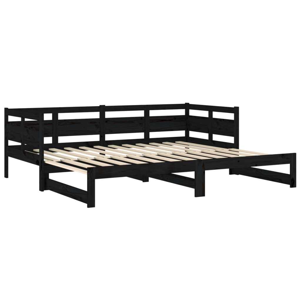 vidaXL Pull-out Day Bed without Mattress Black 2x(90x190) cm