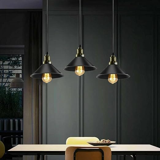 3 Light Black dustrial Hanging Pendant Light ~5266 - GlenGiftsuk