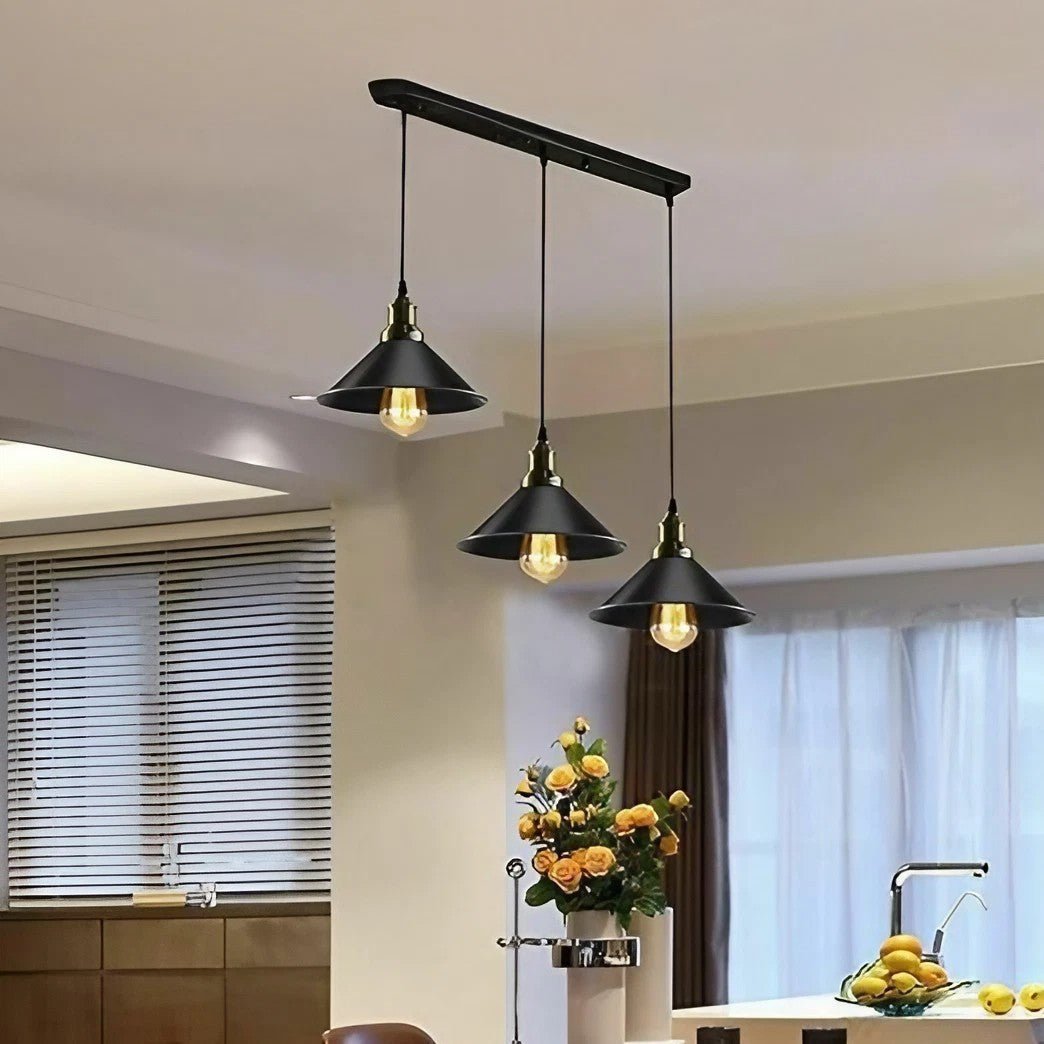 3 Light Black dustrial Hanging Pendant Light ~5266 - GlenGiftsuk