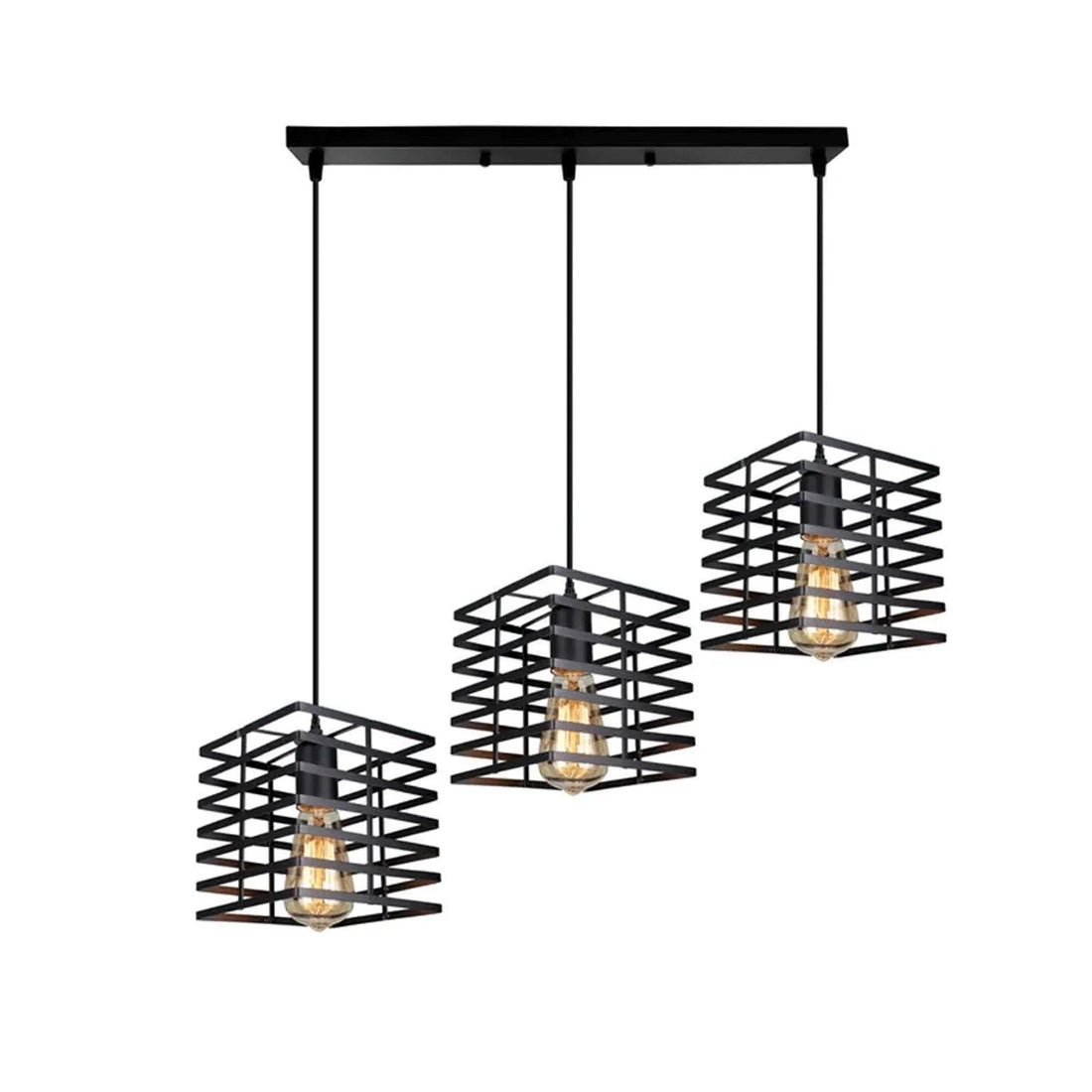 3 Light Metal Square Wire Cage Cluster Pendant Light ~5106 - GlenGiftsuk