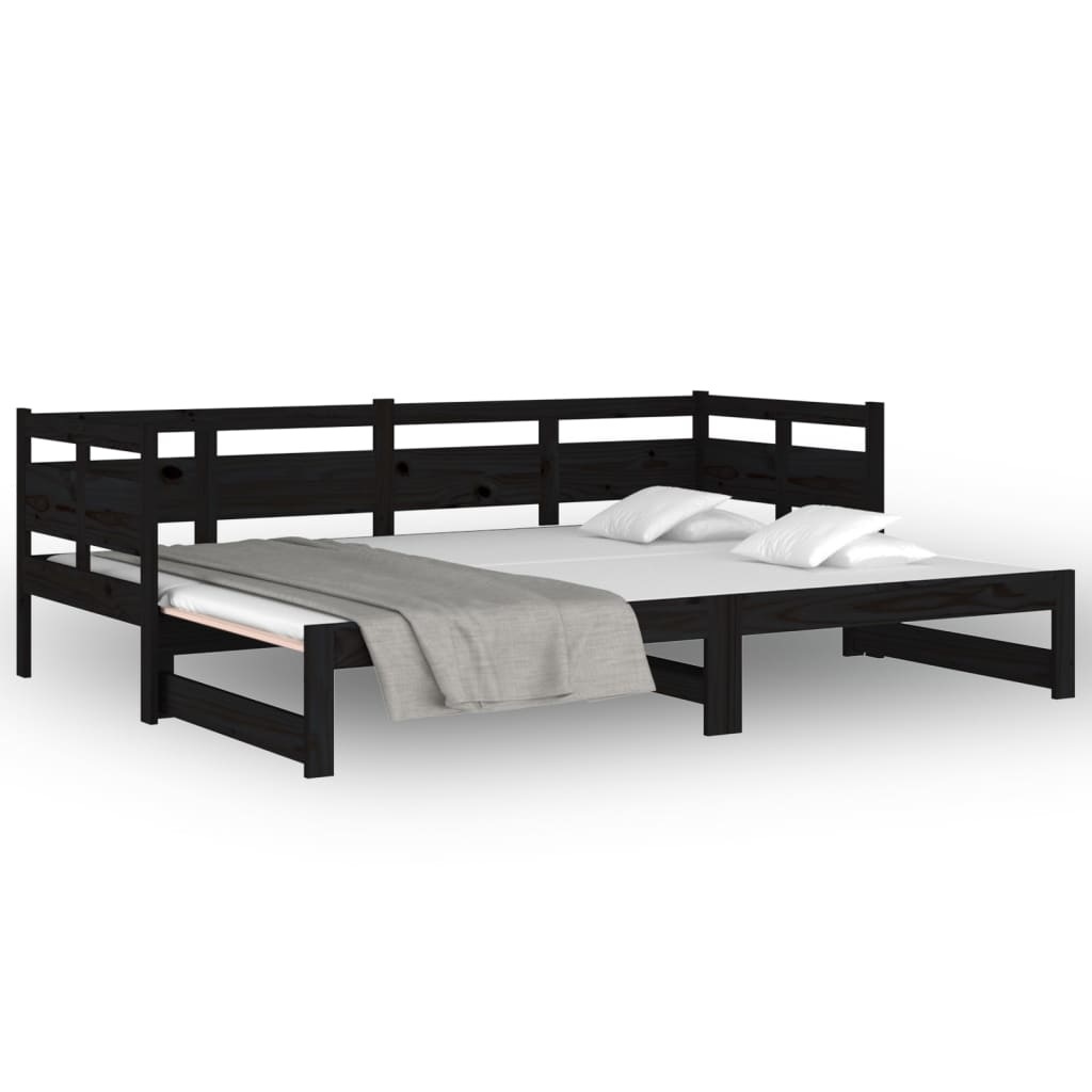 vidaXL Pull-out Day Bed without Mattress Black 2x(90x190) cm