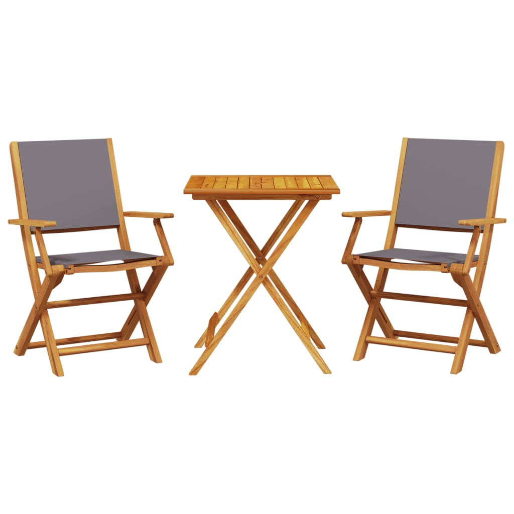 vidaXL 3 Piece Bistro Set Anthracite Fabric and Solid Wood