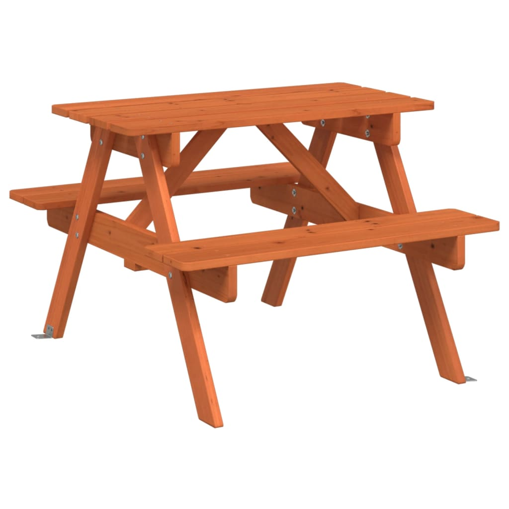 vidaXL Picnic Table for 4 Kids with Umbrella Solid Wood Fir