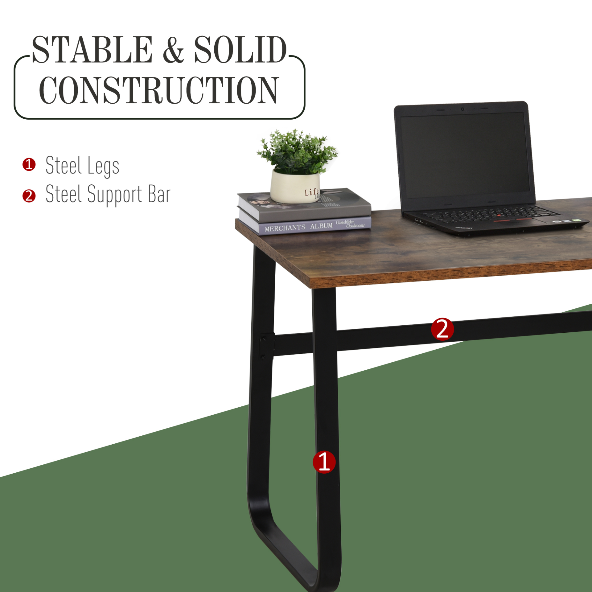 Writing Desk Workstation Center Laptop Table Industrial Design Furniture for Home Office Study Use | HOMCOM