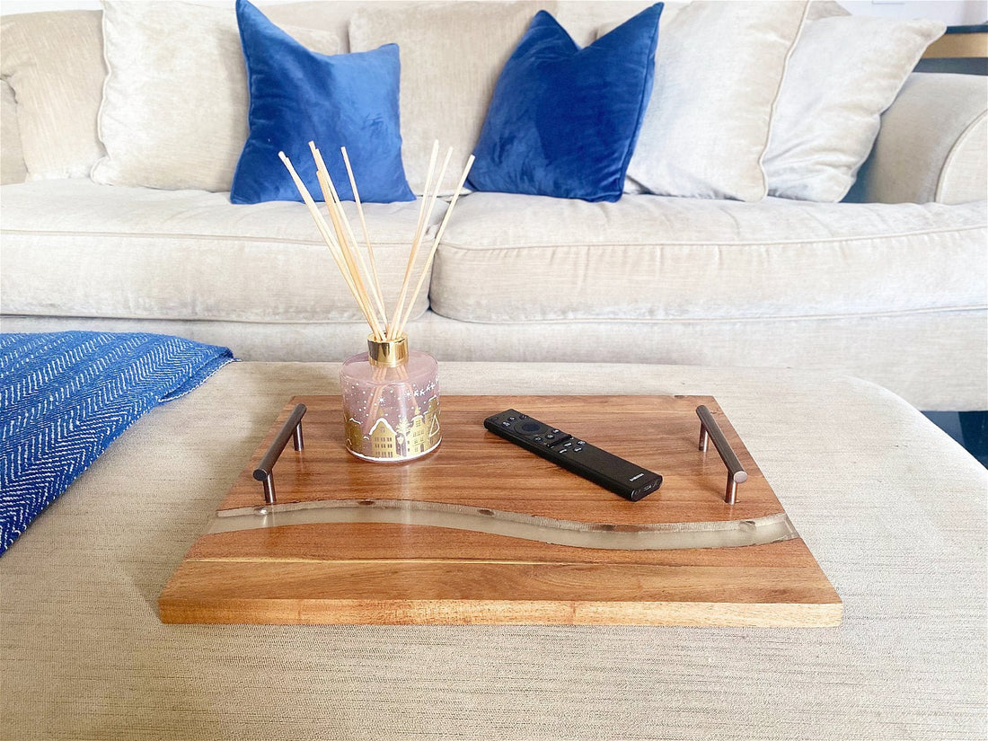 Acacia Wood Tray With Handles - GlenGiftsuk