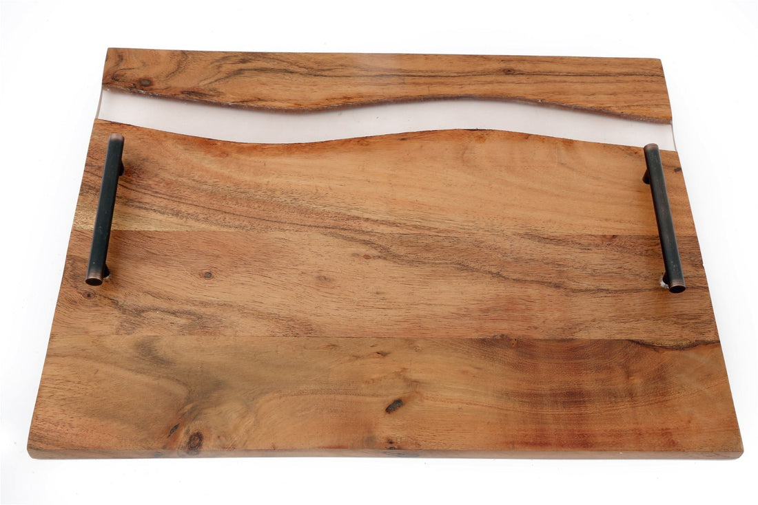 Acacia Wood Tray With Handles - GlenGiftsuk