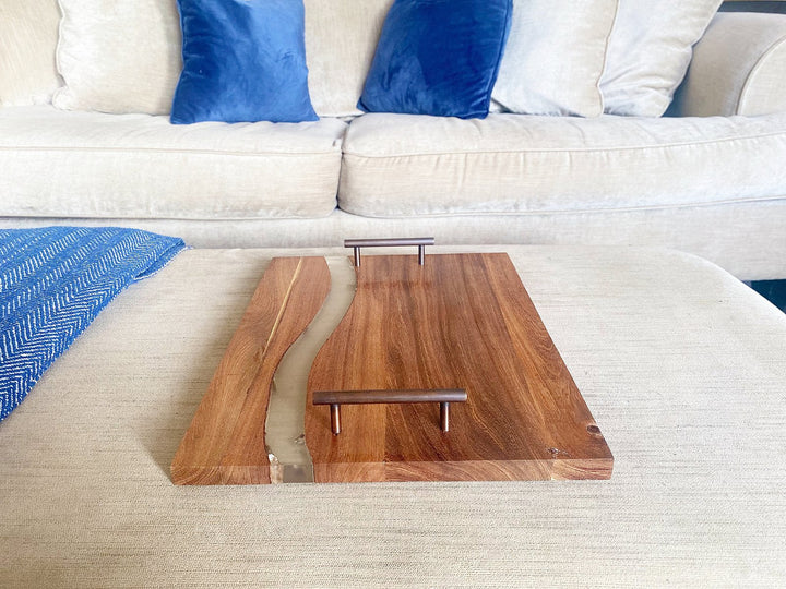 Acacia Wood Tray With Handles - GlenGiftsuk