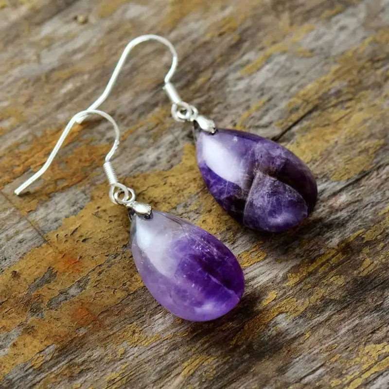 Amethyst Dangle Earrings - Purple - GlenGiftsuk