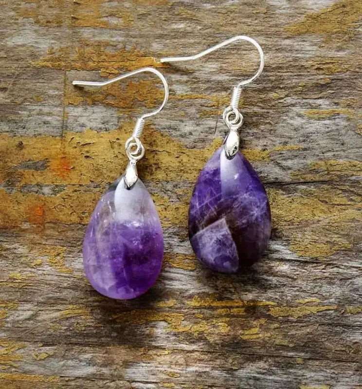 Amethyst Dangle Earrings - Purple - GlenGiftsuk