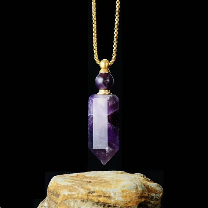 Amethyst Essential Oil Bottle Pendant - Bullet - GlenGiftsuk