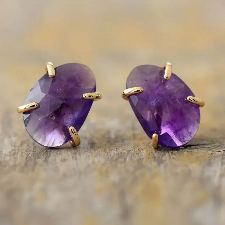 Amethyst Stud Earrings - GlenGiftsuk