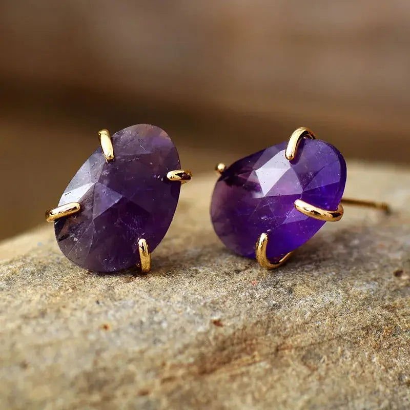 Amethyst Stud Earrings - GlenGiftsuk