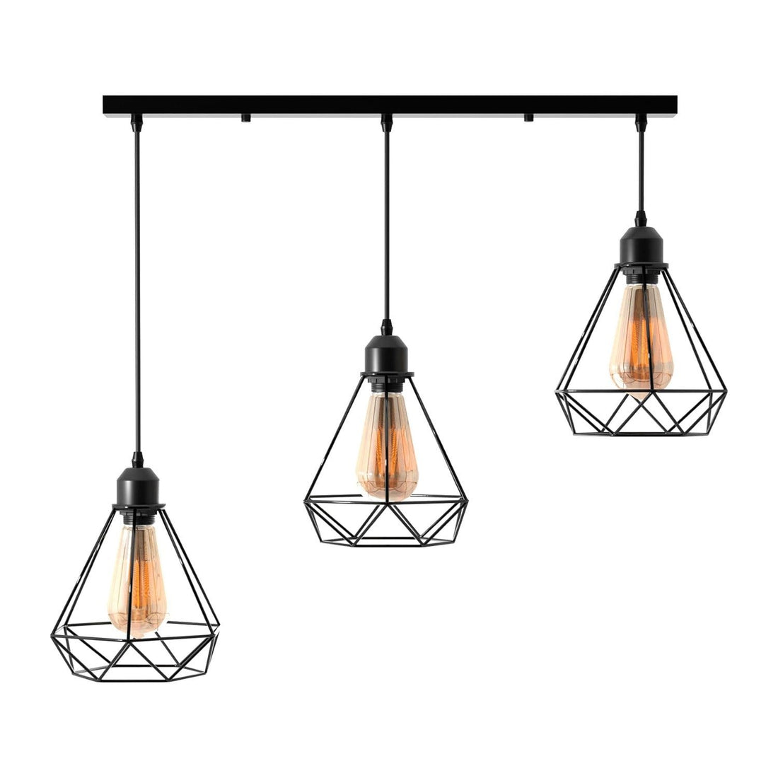 Black industrial pendant light 3 Light Way Cage Ceiling Light Fixture ~5301 - GlenGiftsuk