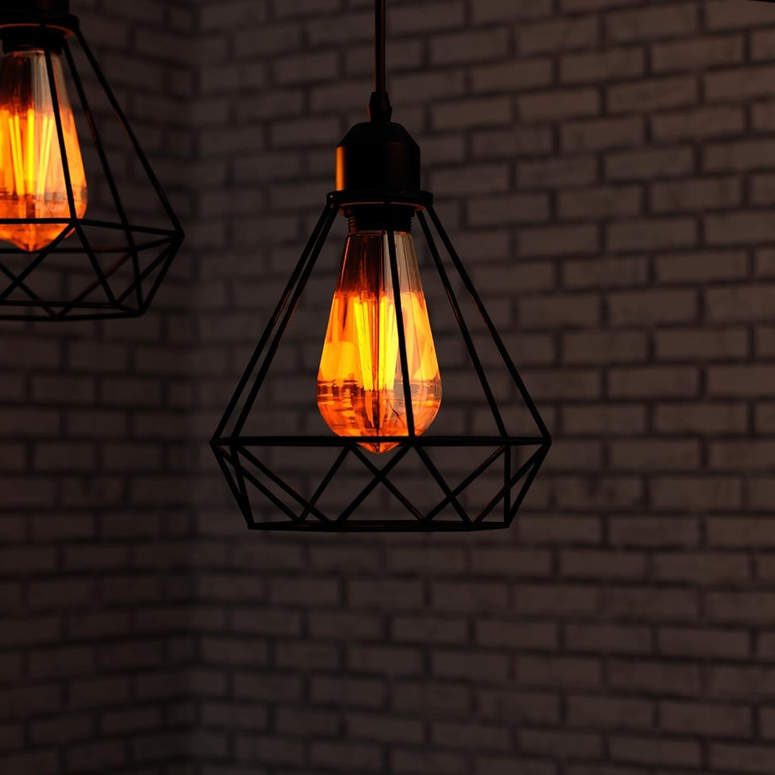 Black industrial pendant light 3 Light Way Cage Ceiling Light Fixture ~5301 - GlenGiftsuk