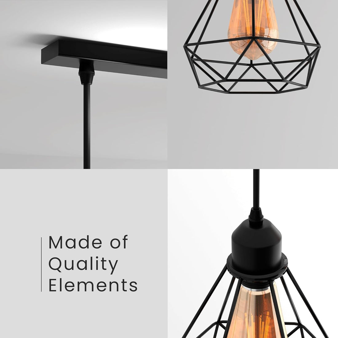 Black industrial pendant light 3 Light Way Cage Ceiling Light Fixture ~5301 - GlenGiftsuk