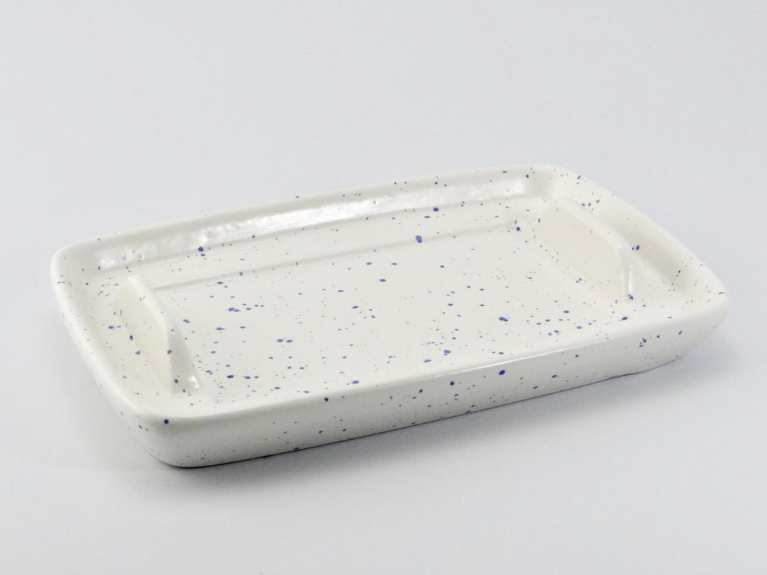 Butter Dish and Sugar Bowl Set - Light Blue Speckled Glaze - GlenGiftsuk