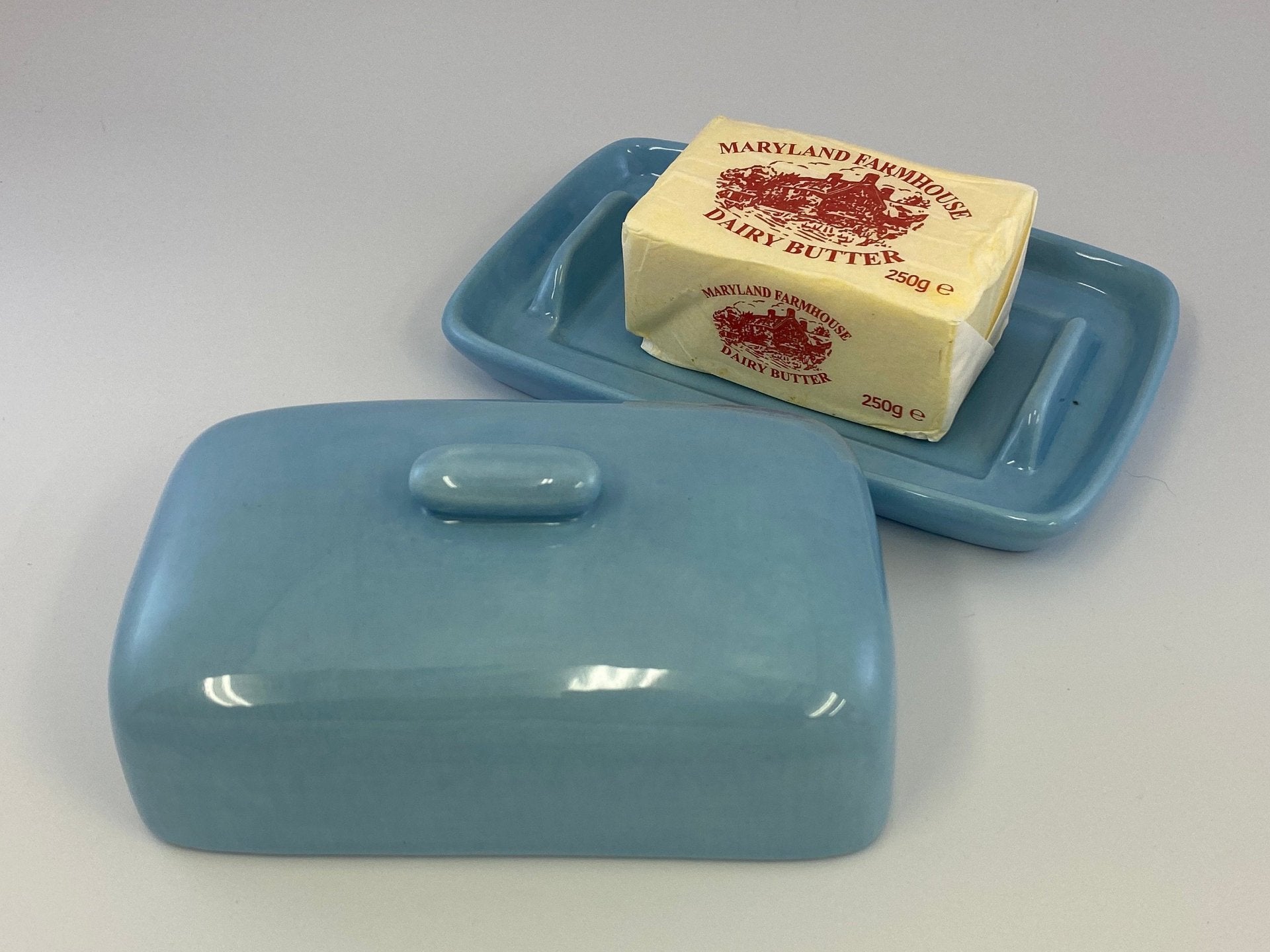 Butter Dish, Sugar Bowl and Cream Jug Set - Powder Blue - GlenGiftsuk