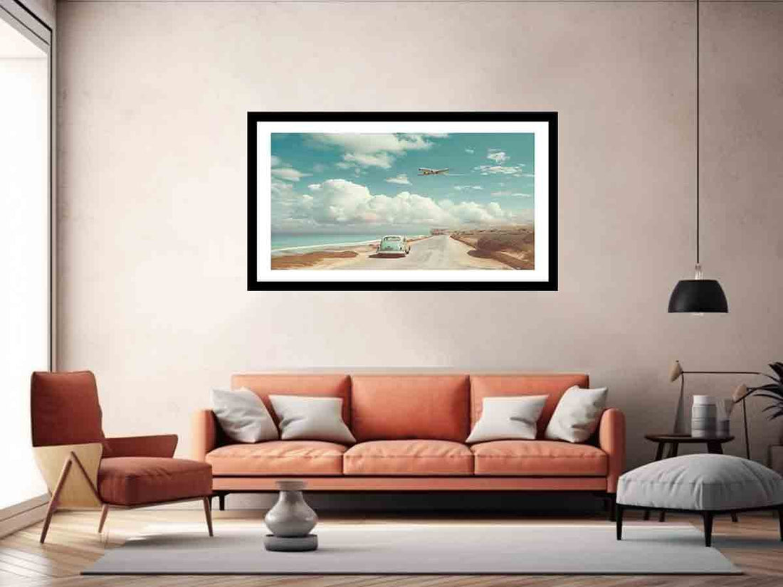 Car Beach Road Framed Print - GlenGiftsuk