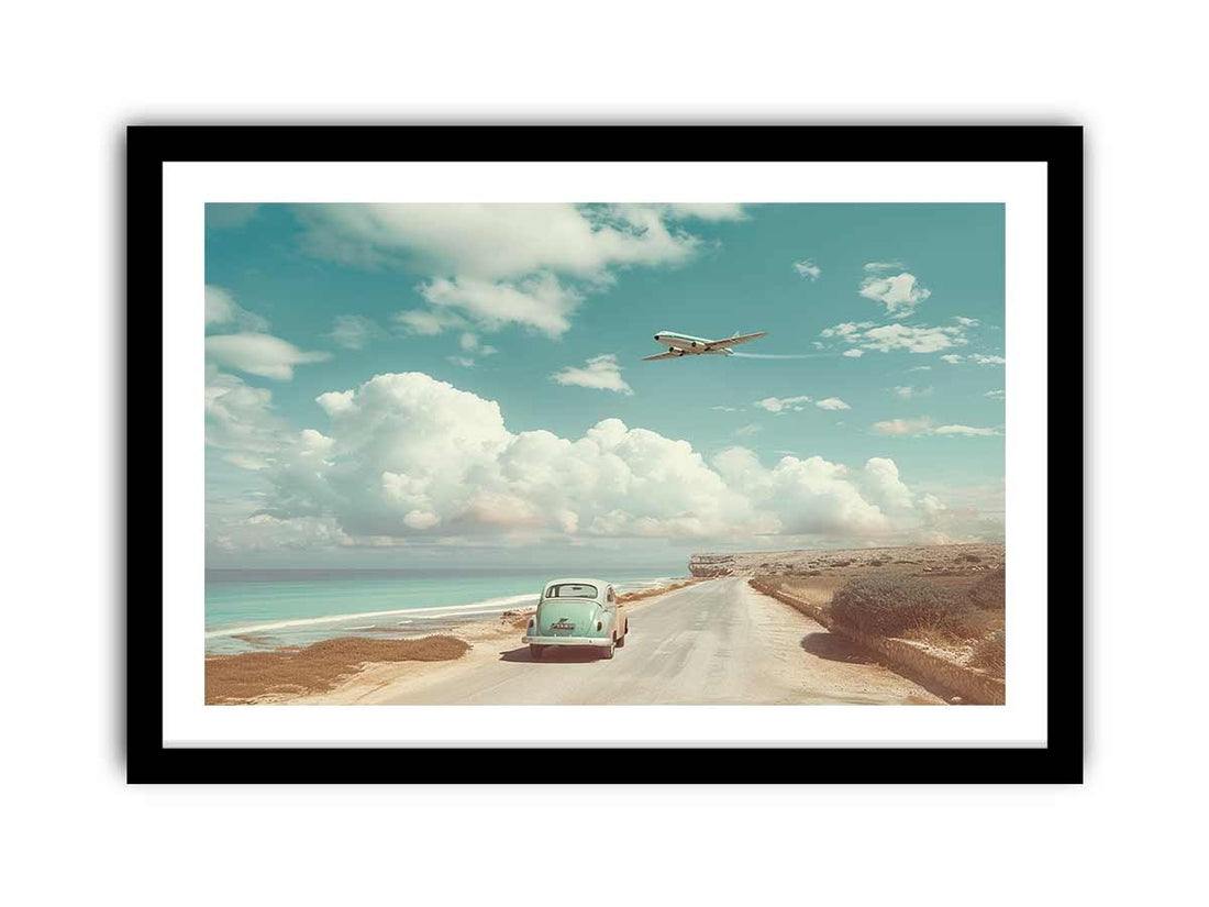 Car Beach Road Framed Print - GlenGiftsuk