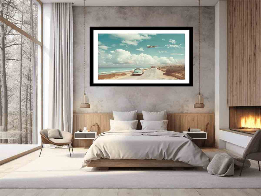 Car Beach Road Framed Print - GlenGiftsuk