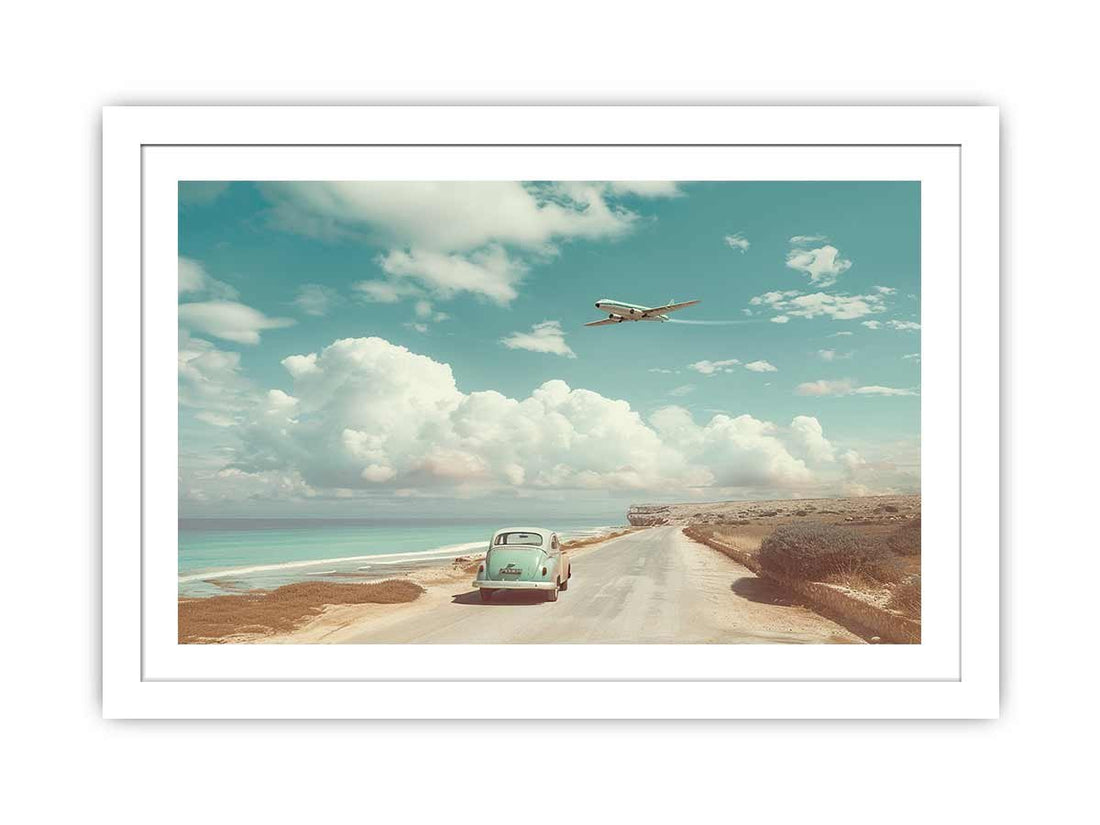 Car Beach Road Framed Print - GlenGiftsuk