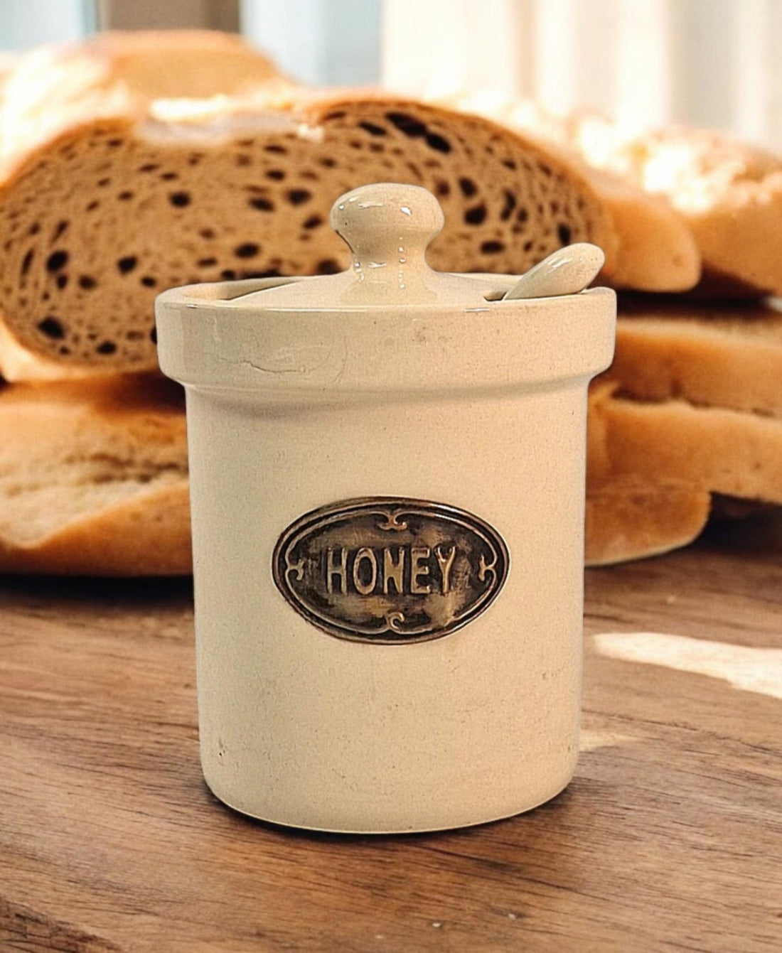 Ceramic Honey Jar with Ceramic Spoon - GlenGiftsuk