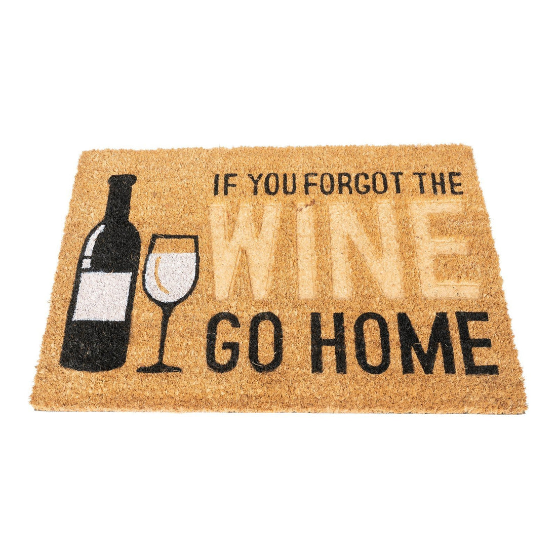 Coir Doormat with Wine Bottle & Glass - GlenGiftsuk