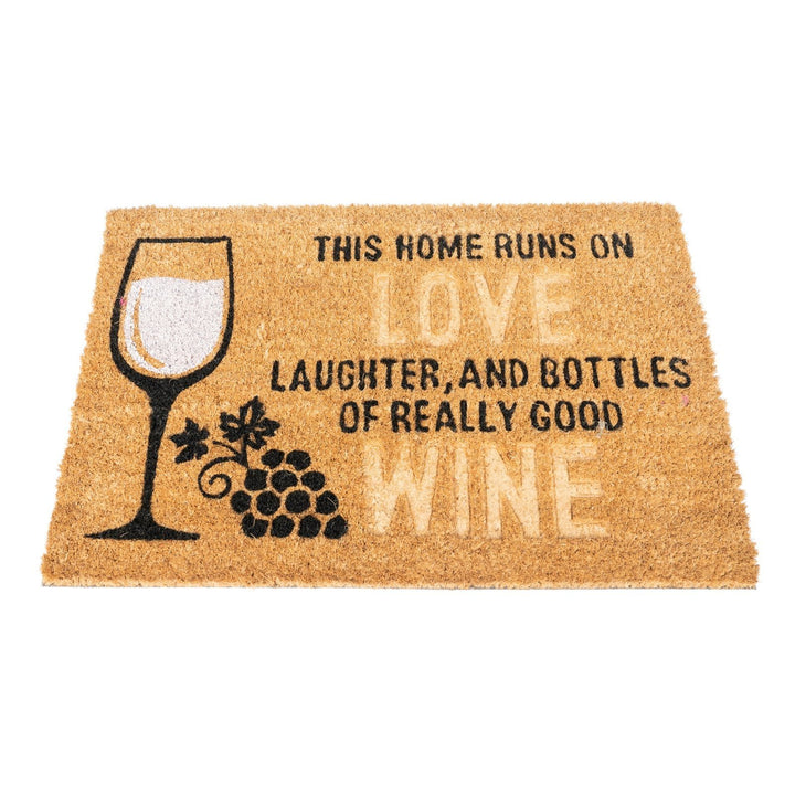 Coir Doormat with Wine Glass & Love - GlenGiftsuk