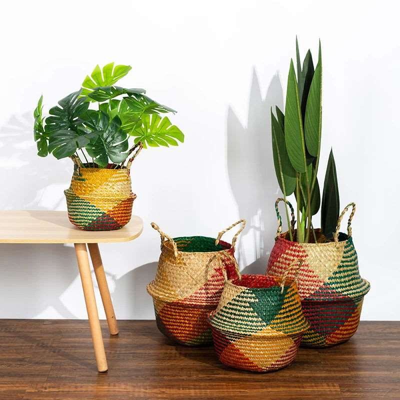 Colourful Seagrass Storage Basket - GlenGiftsuk