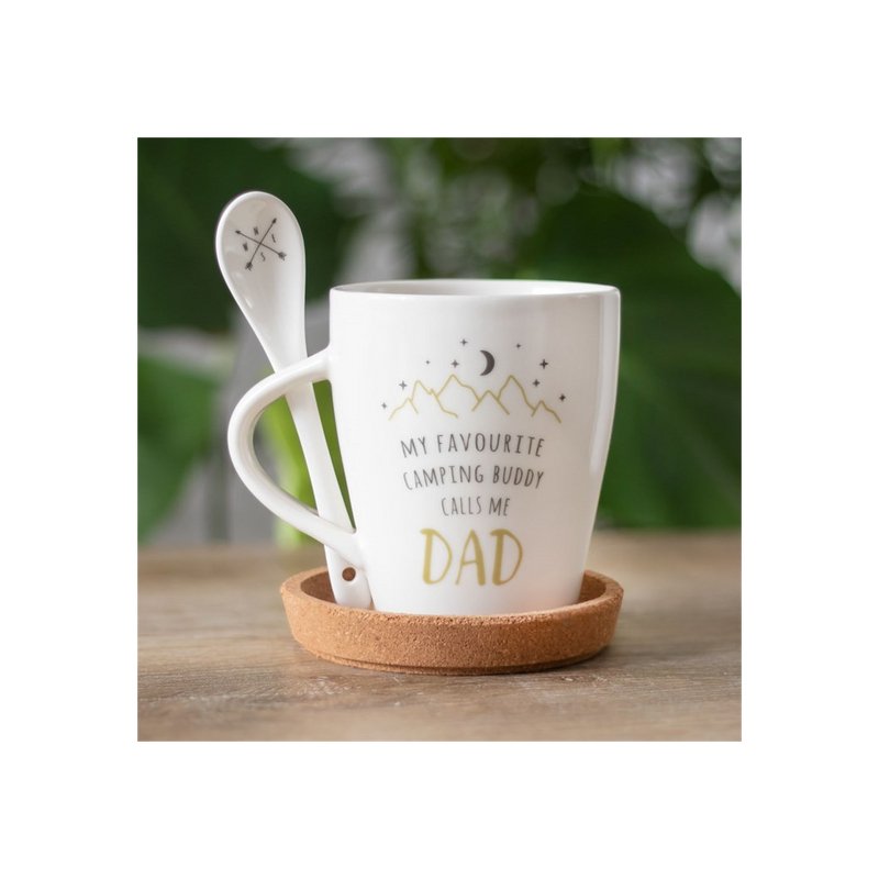 Dad Camping Buddy Mug and Spoon Set - GlenGiftsuk