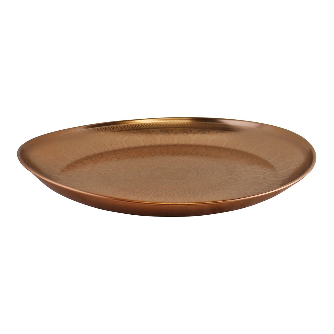 Decorative Copper Metal Tray With Etched Design - GlenGiftsuk