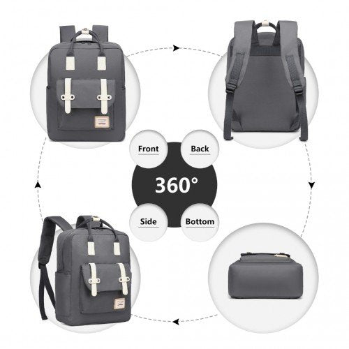 EB2211 - Kono Casual Daypack Lightweight Backpack Travel Bag - Grey - GlenGiftsuk