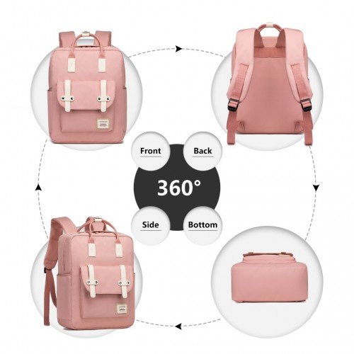 EB2211 - Kono Casual Daypack Lightweight Backpack Travel Bag - Pink - GlenGiftsuk