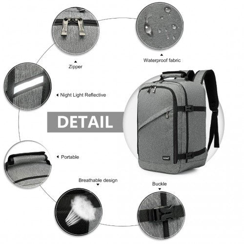 EM2231 - Kono Lightweight Cabin Bag Travel Business Backpack - Grey - GlenGiftsuk