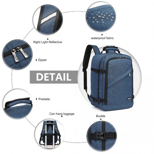 EM2231 - Kono Lightweight Cabin Bag Travel Business Backpack - Navy - GlenGiftsuk