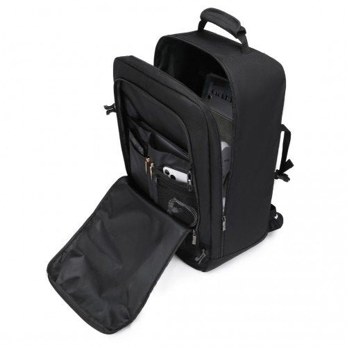 EM2231L - Kono Lightweight Cabin Bag Travel Business Backpack - Black - GlenGiftsuk