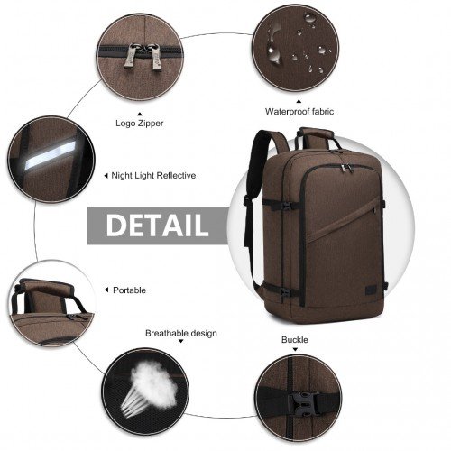 EM2231L - Kono Lightweight Cabin Bag Travel Business Backpack - Brown - GlenGiftsuk