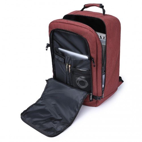 EM2231L - Kono Lightweight Cabin Bag Travel Business Backpack - Burgundy - GlenGiftsuk