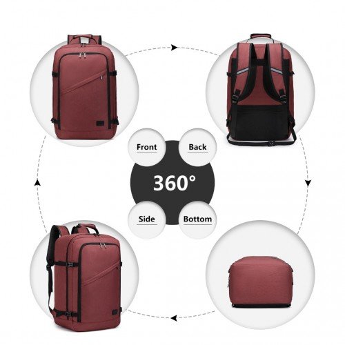 EM2231L - Kono Lightweight Cabin Bag Travel Business Backpack - Burgundy - GlenGiftsuk