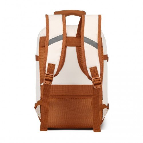 EM2365 - Kono Lightweight Cabin Bag Water - Resistant Soft Polyester Functional Travel Business Backpack - Beige And Brown - GlenGiftsuk