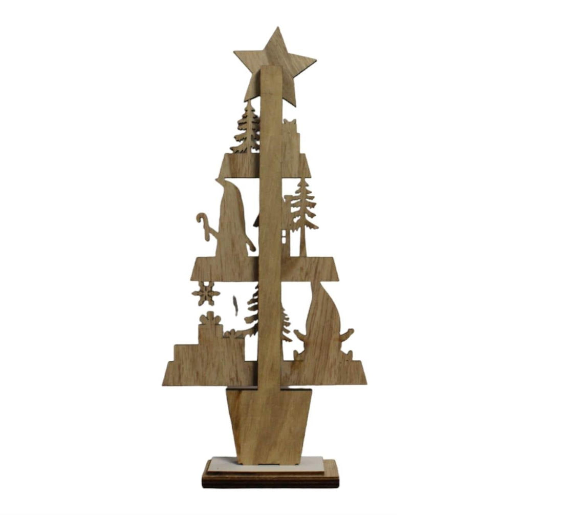 Freestanding Wooden Christmas Tree Ornament - GlenGiftsuk