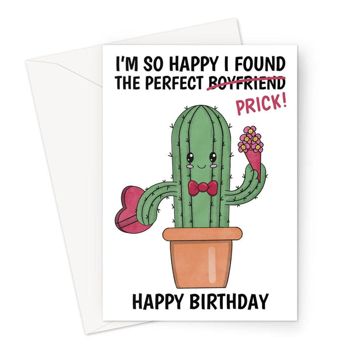 Happy Birthday Card For Boyfriend - Cactus Perfect Prick - A5 Greeting Card - GlenGiftsuk