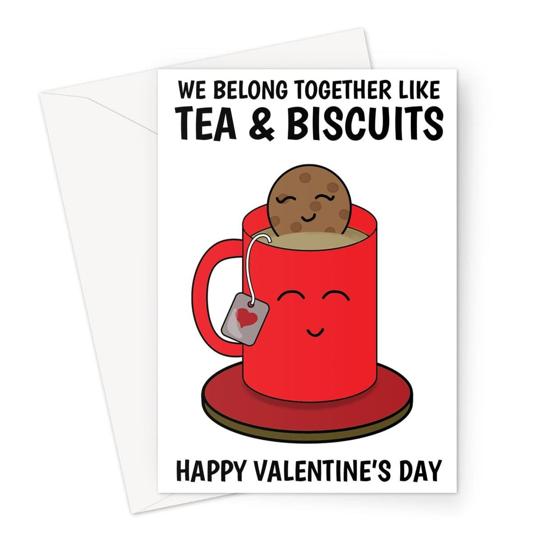 Happy Valentine's Day Card - Funny Tea And Biscuits - A5 Greeting Card - GlenGiftsuk