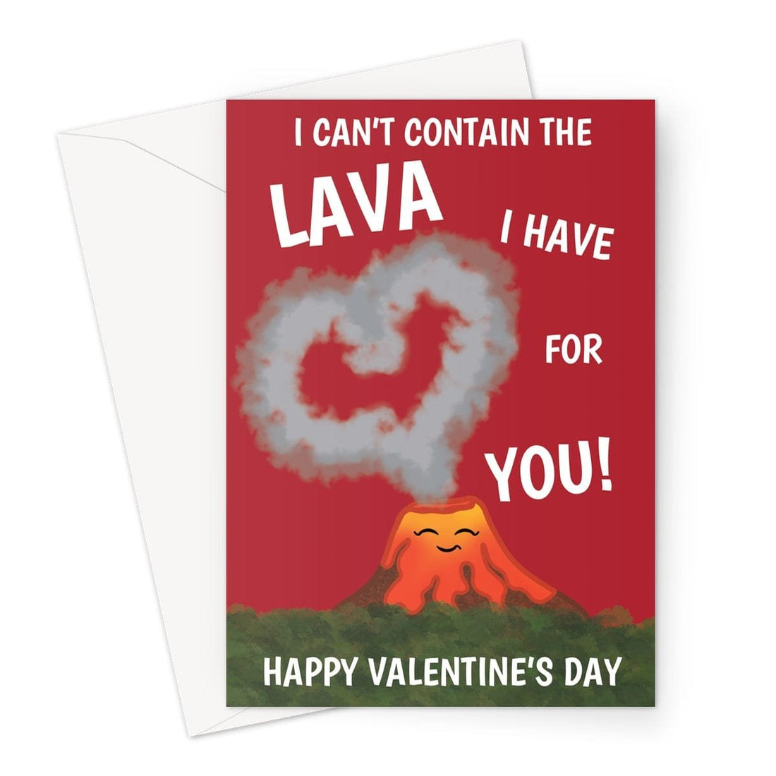 Happy Valentine's Day Card - Romantic Volcano Lava Love - A5 Greeting Card - GlenGiftsuk