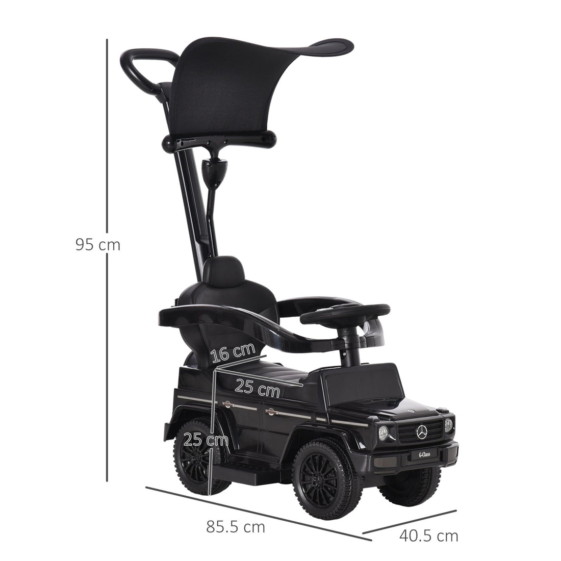 HOMCOM 3 in 1 Kids Children Ride on Push Car Toddler Sliding Car G350 Licensed Walker Foot to Floor Slider Push - Along with Horn Steering Wheel NO POWER Manual, Black - GlenGiftsuk