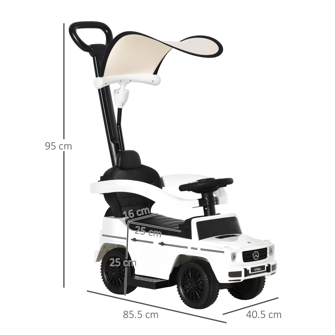 HOMCOM 3 in 1 Kids Children Ride on Push Car Toddler Sliding Car G350 Licensed Walker Foot to Floor Slider Push - Along with Horn Steering Wheel NO POWER Manual, White - GlenGiftsuk