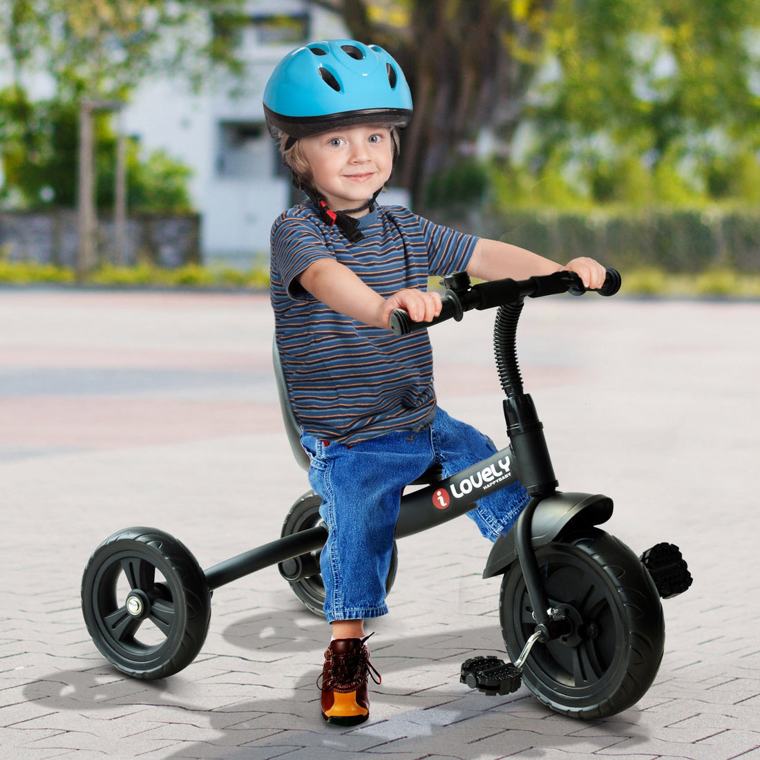 HOMCOM Baby Kids Children Toddler Tricycle Ride on 3 Wheels Bike (Black) - GlenGiftsuk